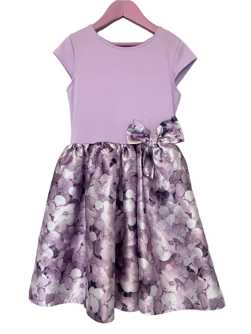 H&M Girls Purple Floral Dress with Bow Size 8-10